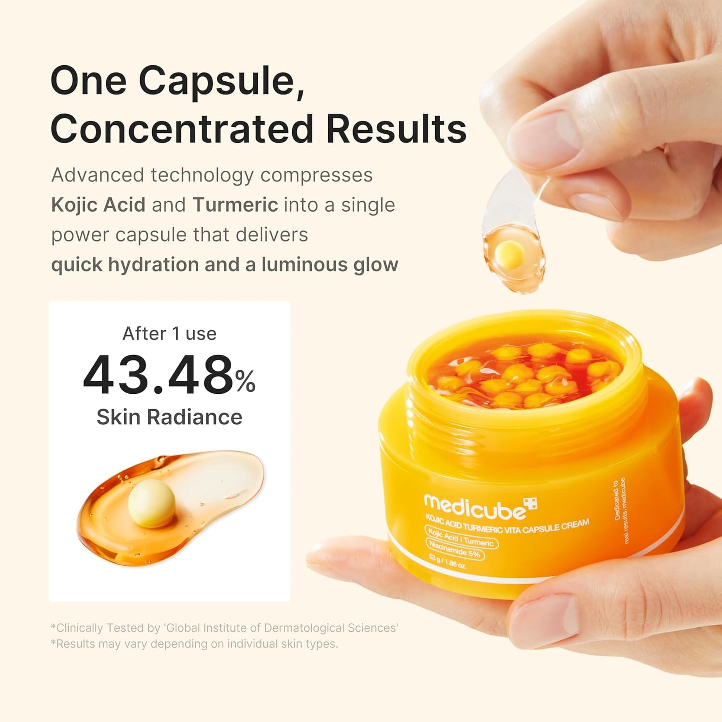 medicube Capsule Cream with Kojic Acid & Turmeric for Uneven Skin Tone | Tone Renewal & Radiance Care for troubled skin | Turmeric, Kojic, Vitamin C | Korean Skincare, 1.86 oz 53g